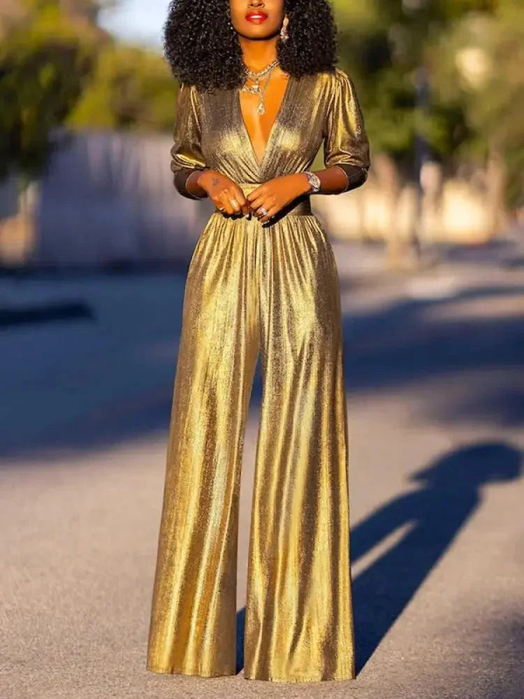 Clara Women's Satin Jumpsuit - full-length view