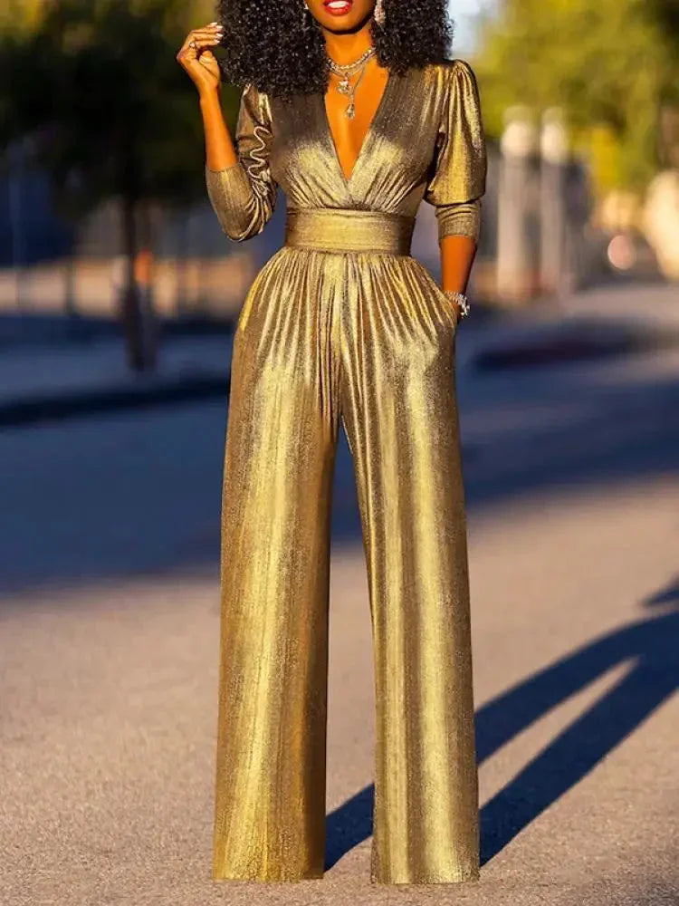 Clara Women's Satin Jumpsuit - flat lay