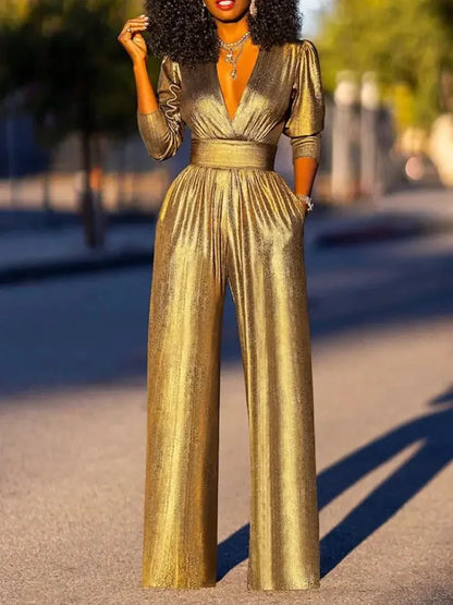 Clara Women's Satin Jumpsuit - flat lay