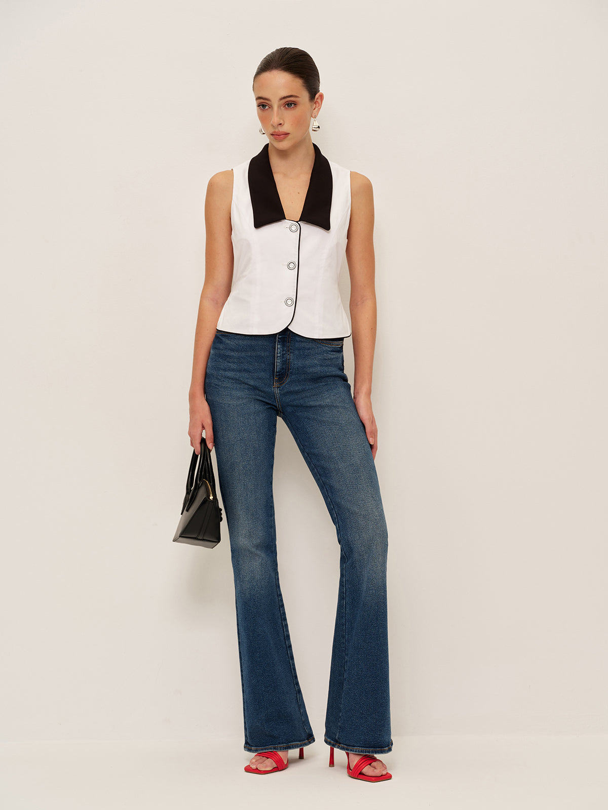 Ivy Women's Striped Vest - fabric and finish detail