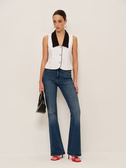 Ivy Women's Striped Vest - fabric and finish detail