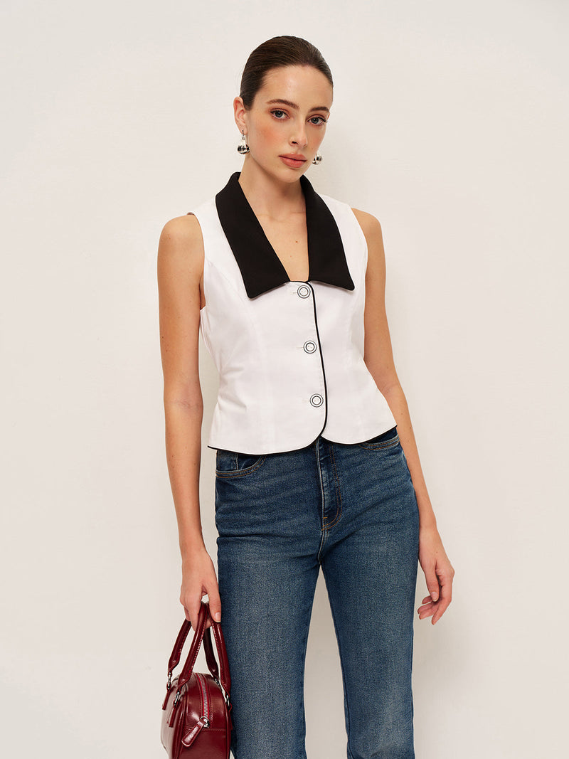 Ivy Women's Striped Vest | Bow, Contrast, Cotton