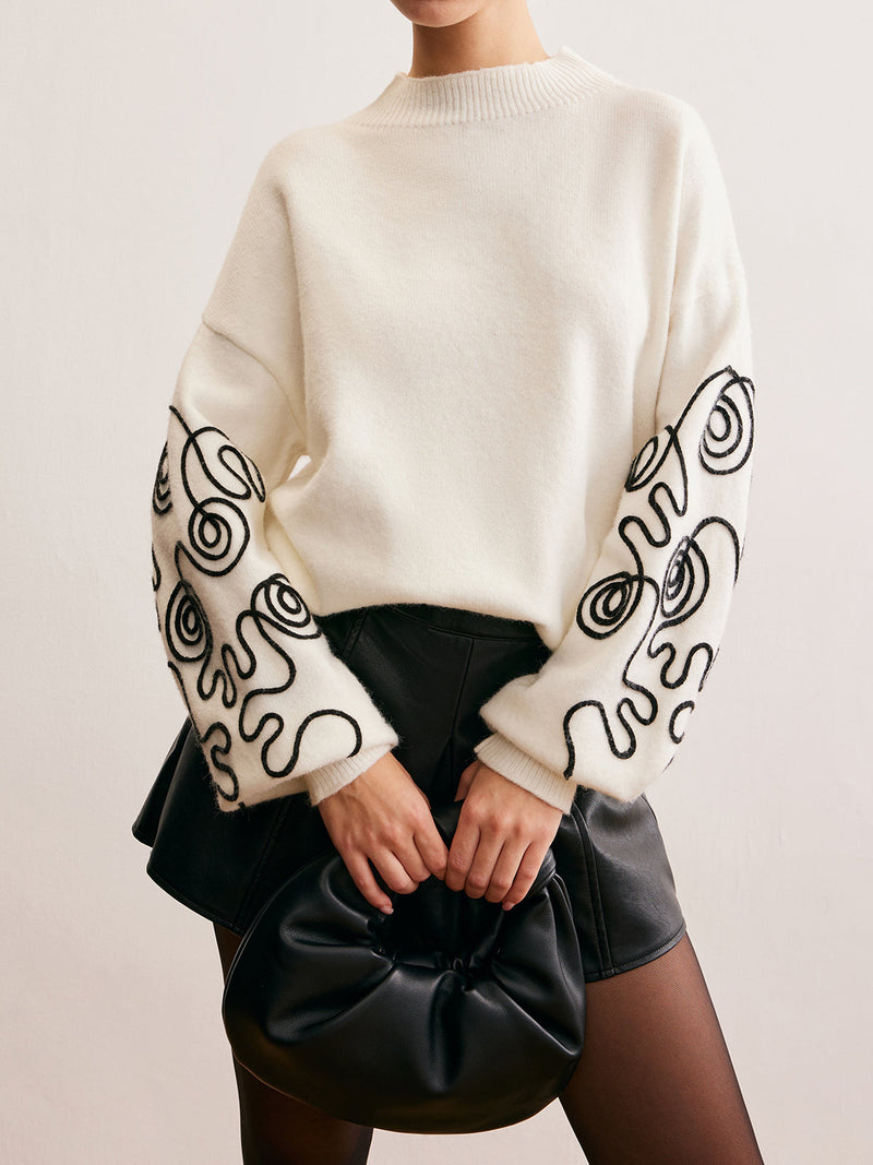 Liana Women's Sweater | Shift, Contrast, Embroidered