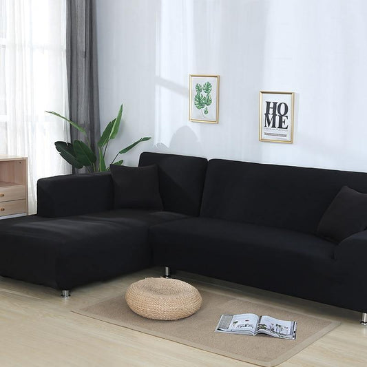 L-Shaped Black Corner Sofa Cover