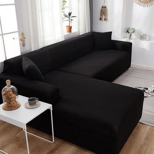 L-Shaped Black Corner Sofa Cover