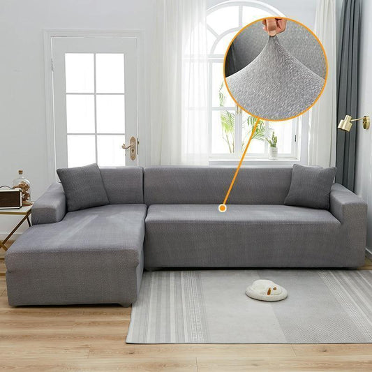 L-Shaped Spotted Light Grey Sofa Cover
