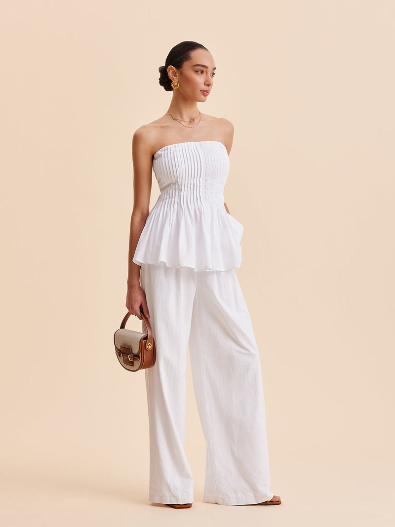 Ulla Women's Pleated Top - fabric and finish detail