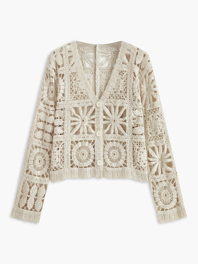 Elena Women's Crochet Cardigan | Button