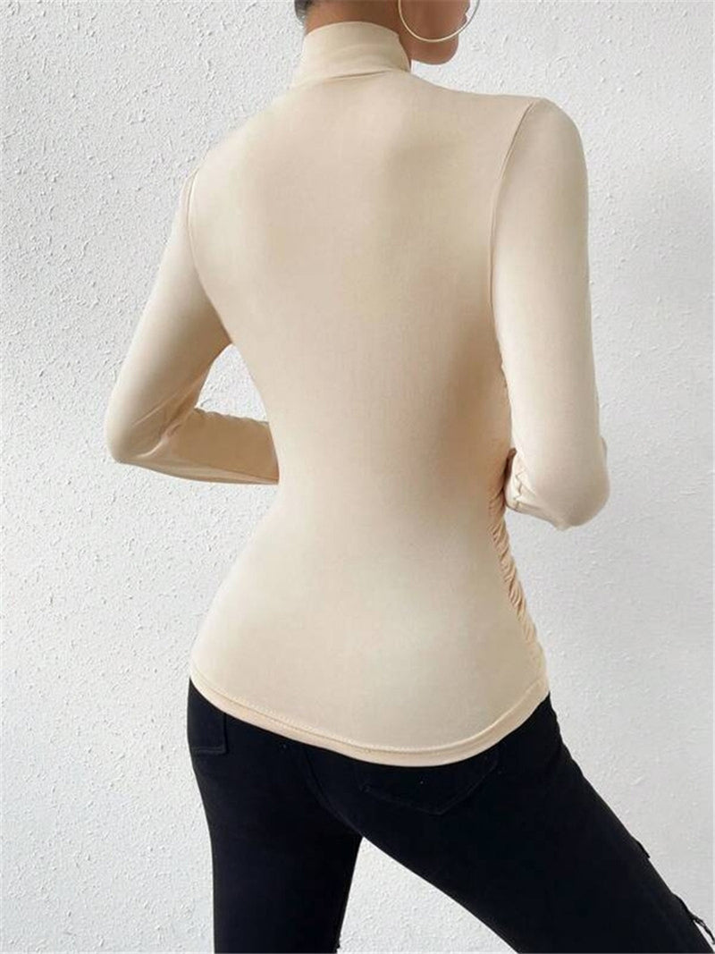 Uma Women's Pleated T-shirt - fabric and finish detail