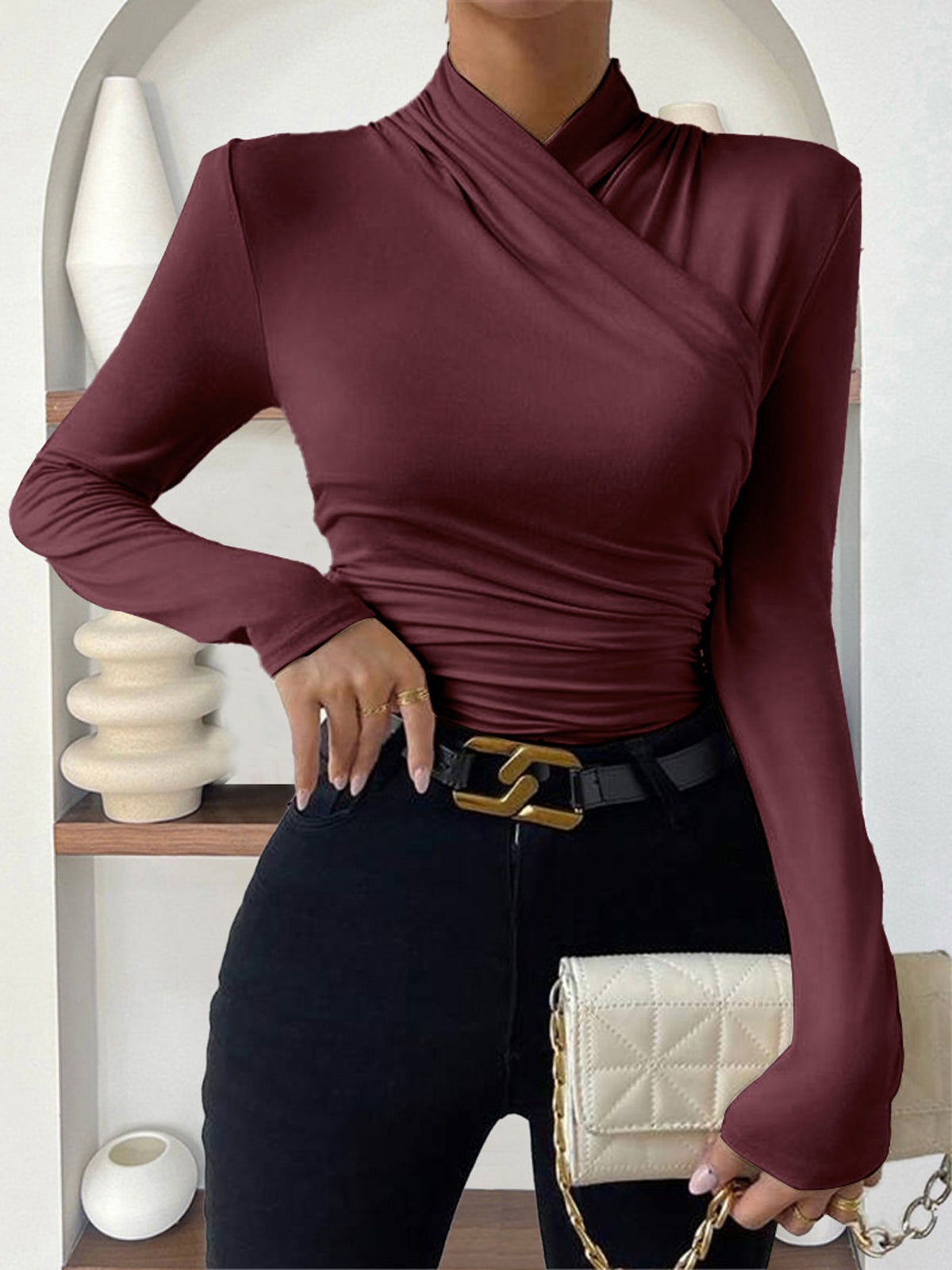 Uma Women's Pleated T-shirt - front view