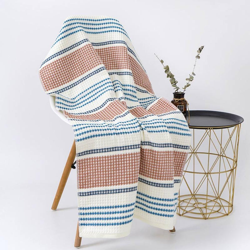 Cotton Bath Towel | Colorblock Stripe, Honeycomb Weave
