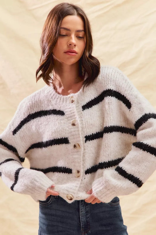 Rosa Women's Striped Cardigan - styled view