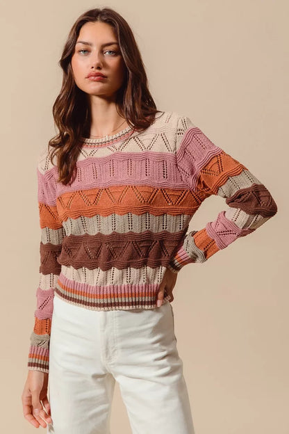 Uma Women's Striped Sweater - flat lay