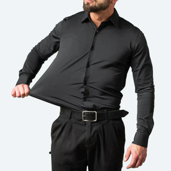 Gray Men's Dress - fabric and finish detail