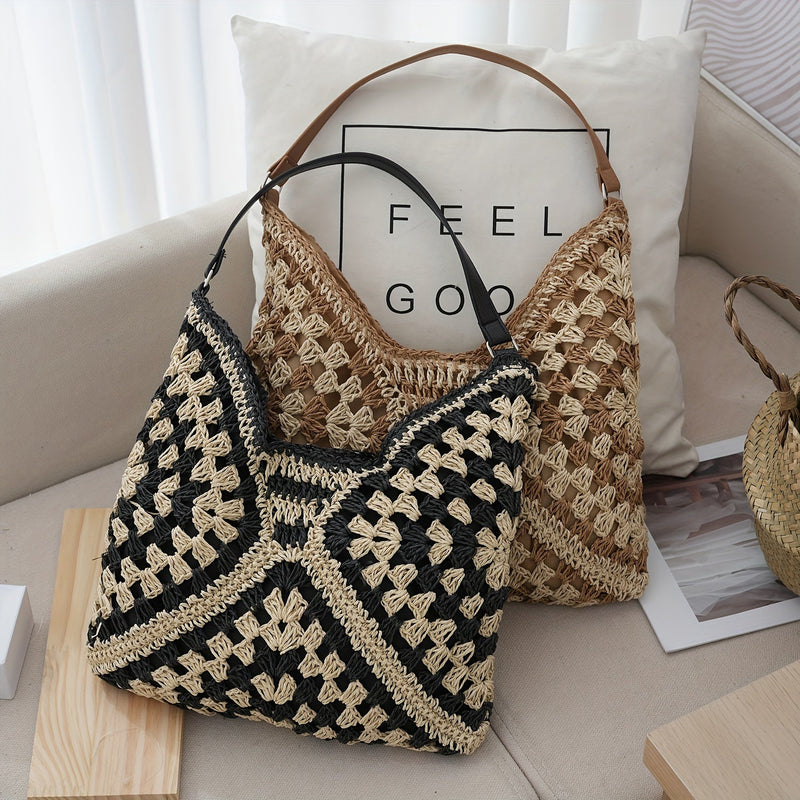 Wilda Women's Crochet Crochet Carryall | Black, Brown