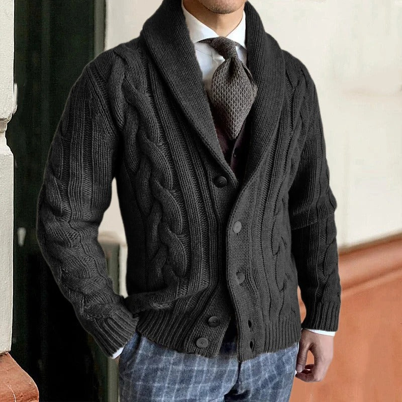 Arlo Men's Cable Knit Cardigan - back view