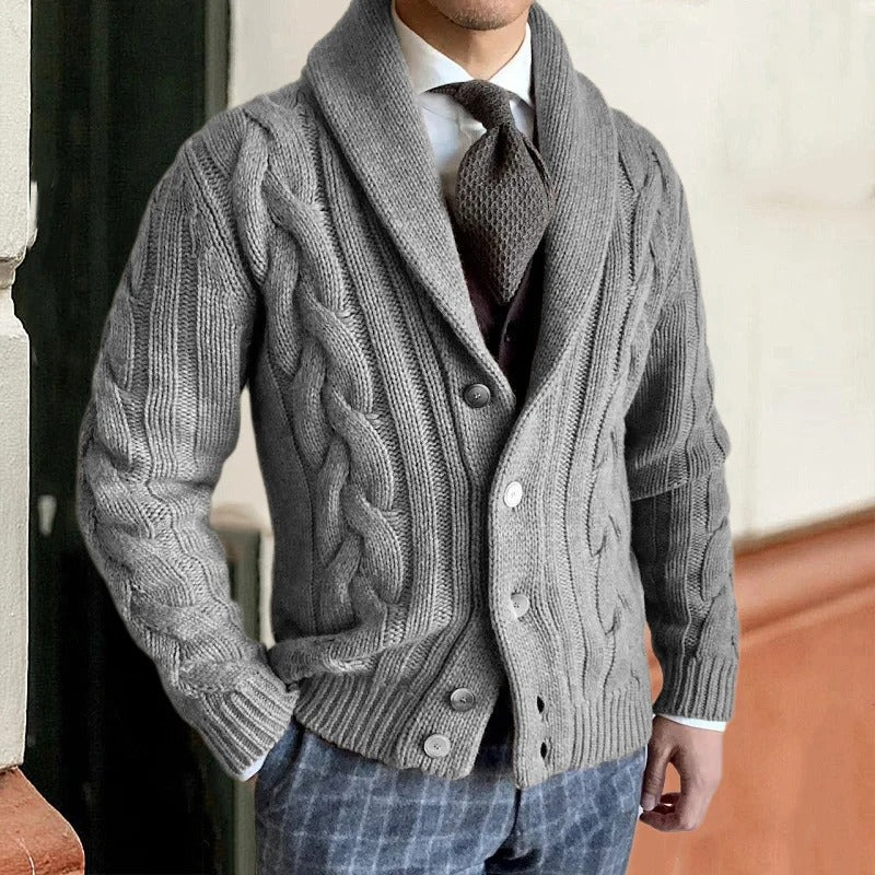 Percy Men's Cable Knit Sweater - styled view