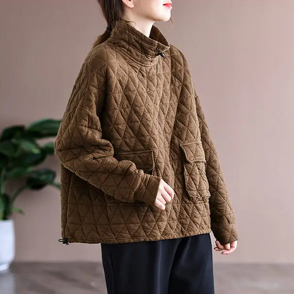 Perla Women's Quilted Sweater - close-up detail