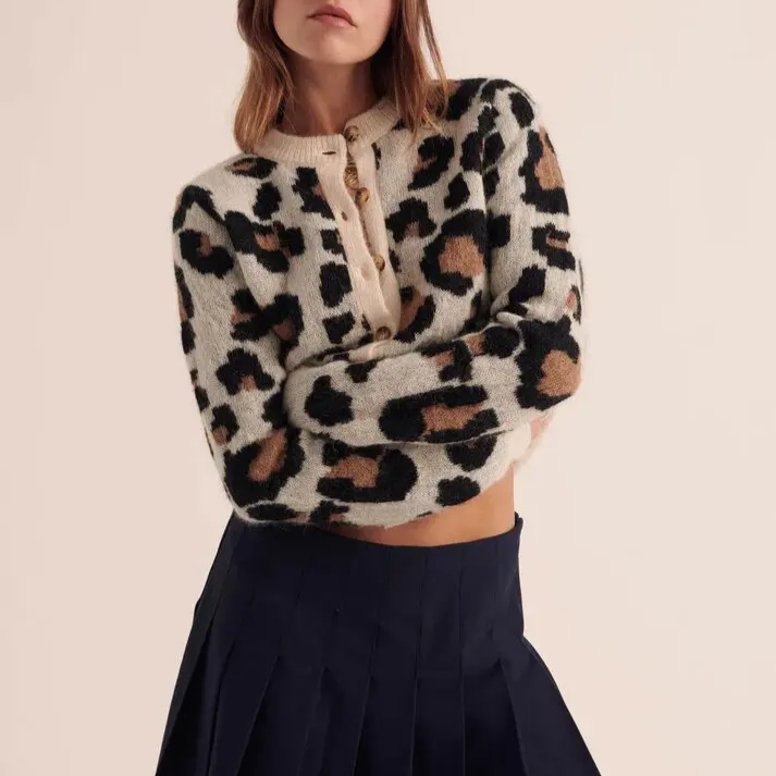 Eloise Women's Leopard Cardigan - flat lay