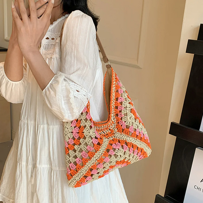 Elise Women's Crochet Tote Bag - fabric and finish detail