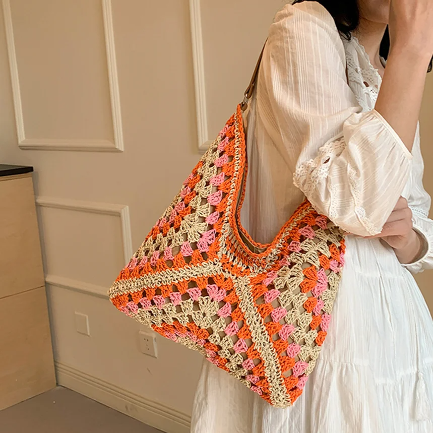 Elise Women's Crochet Tote Bag - back view
