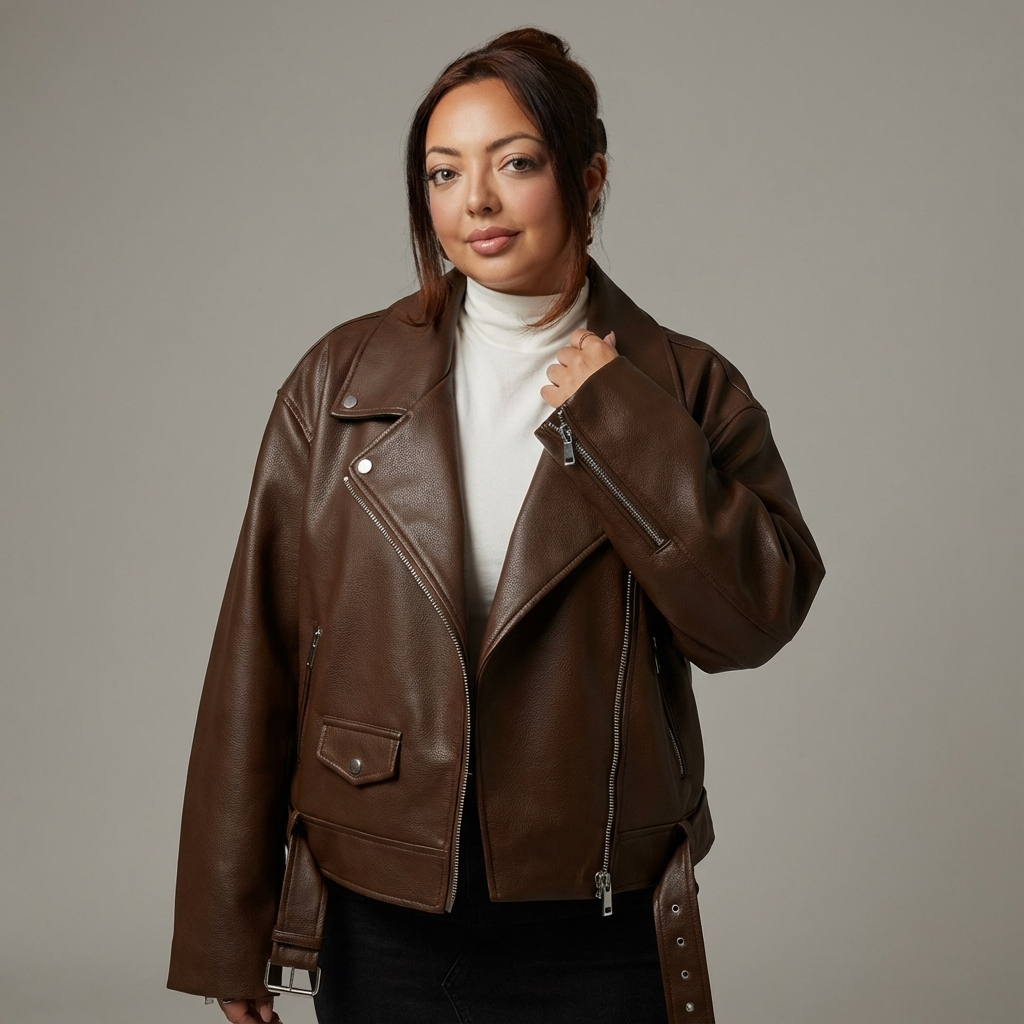 Veste moto courte femme Aria | Zip asymétrique, large col à revers