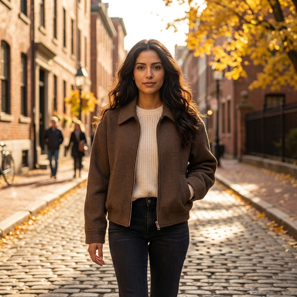 Birch Marlowe Women’s Cropped Jacket | Zip-Front Closure, Structured Silhouette