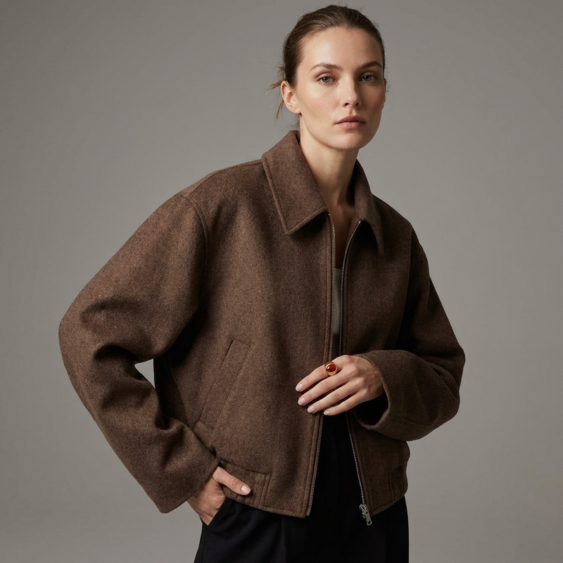 Birch Marlowe Women’s Cropped Jacket | Zip-Front Closure, Structured Silhouette