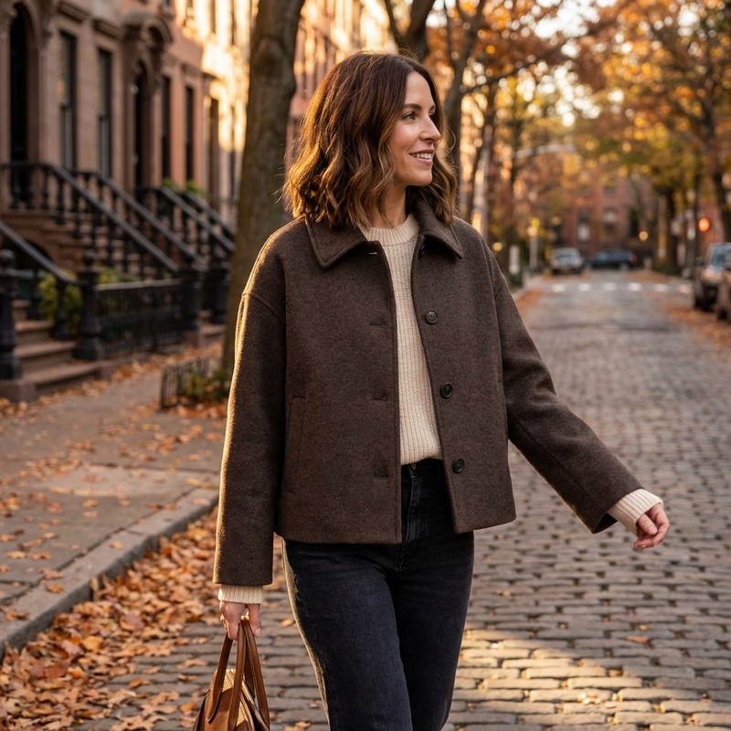 Manteau court femme Marina | Fermeture boutonnée, silhouette structurée