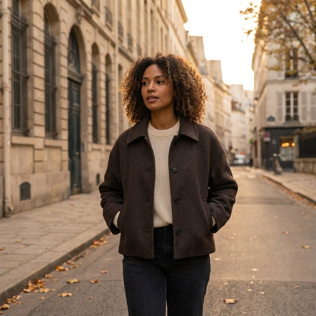 Manteau court femme Marina | Fermeture boutonnée, silhouette structurée