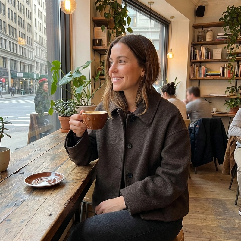 Manteau court femme Marina | Fermeture boutonnée, silhouette structurée