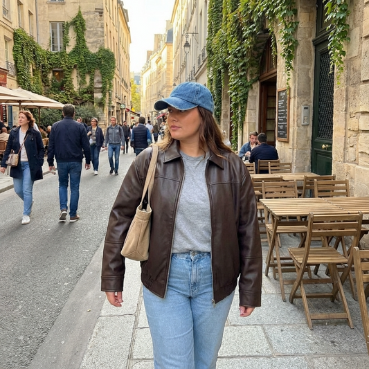 Veste en cuir vegan pour femmes Sienna | Fermeture éclair devant, silhouette décontractée