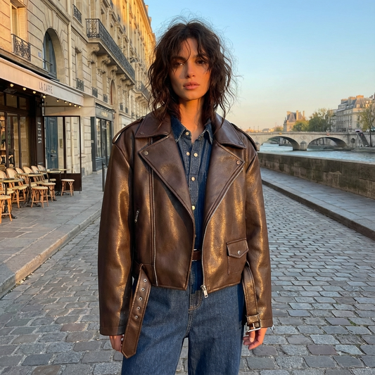 Caban court femme Sienna | Devant croisé, silhouette carrée