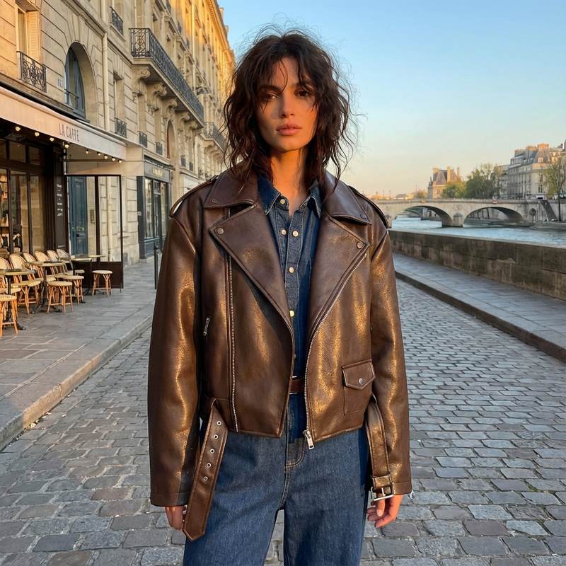 Sienna Women’s Cropped Peacoat Jacket | Double-Breasted Front, Boxy Silhouette