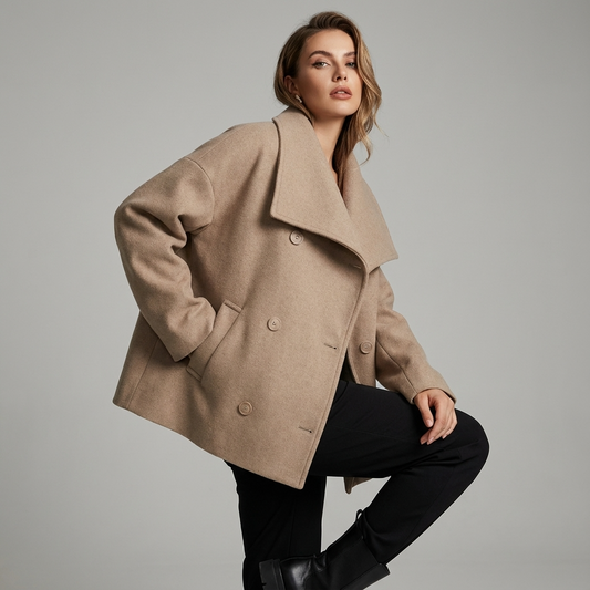 Caban en laine femme Monroe | Boutons croisés, col à revers oversize