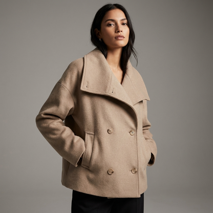 Caban en laine femme Monroe | Boutons croisés, col à revers oversize