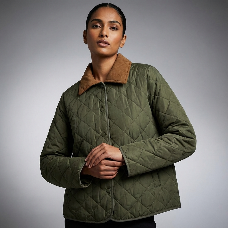 Veste matelassée pour femmes Avery | Couture en losanges, col contrastant