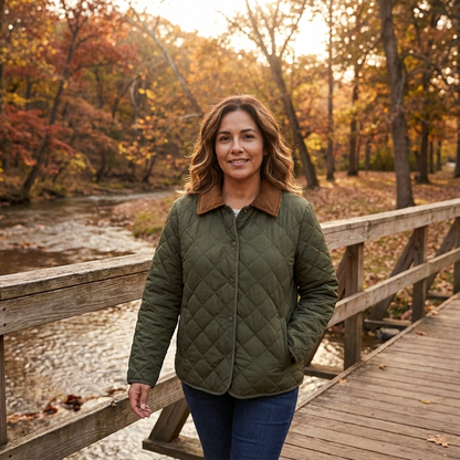 Veste matelassée pour femmes Avery | Couture en losanges, col contrastant