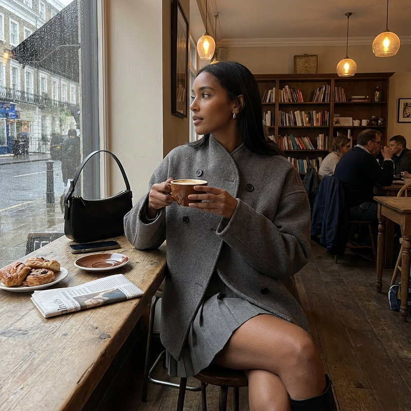 Manteau oversize pour femmes Liora | Devant croisé à double boutonnage, silhouette décontractée