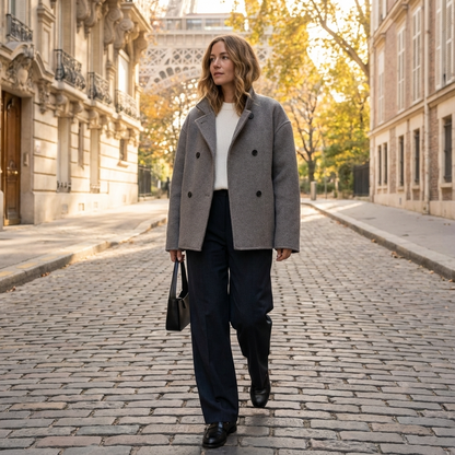 Manteau oversize pour femmes Liora | Devant croisé à double boutonnage, silhouette décontractée