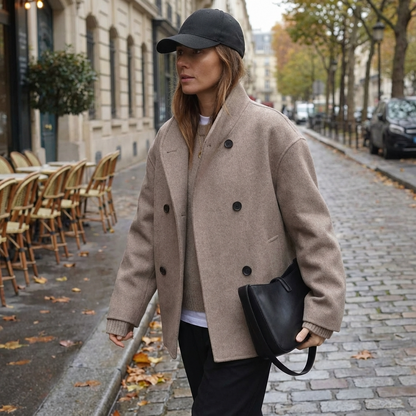 Manteau oversize pour femmes Liora | Devant croisé à double boutonnage, silhouette décontractée
