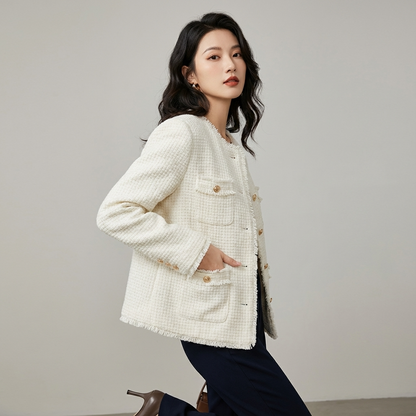 Chaqueta vintage para mujer Isabella | Acabado texturizado, Diseño con botones al frente