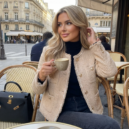 Chaqueta vintage para mujer Isabella | Acabado texturizado, Diseño con botones al frente