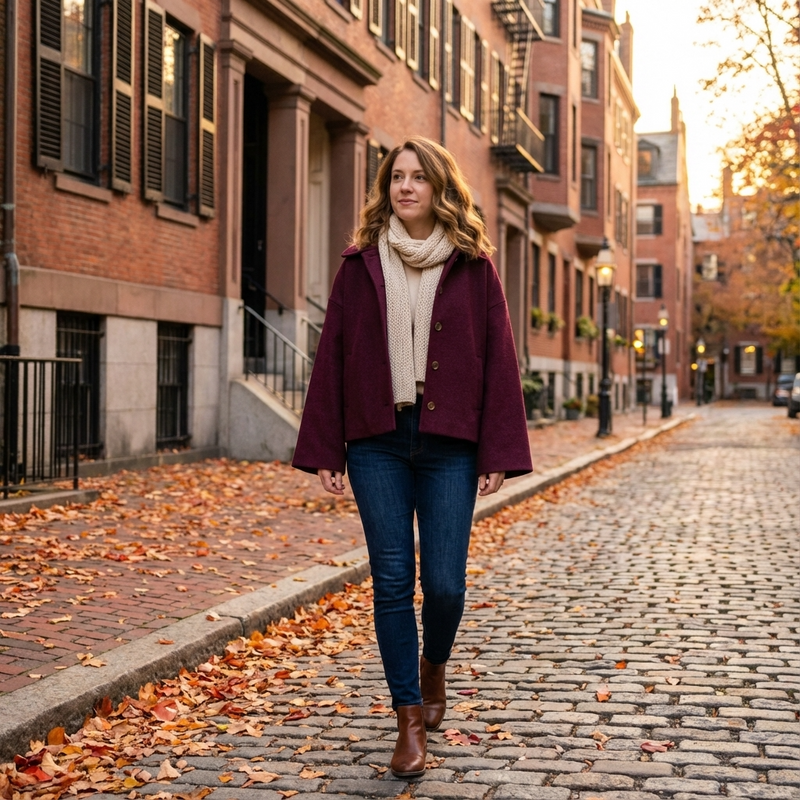 Manteau court pour femmes Clara | Boutonné devant, coupe décontractée
