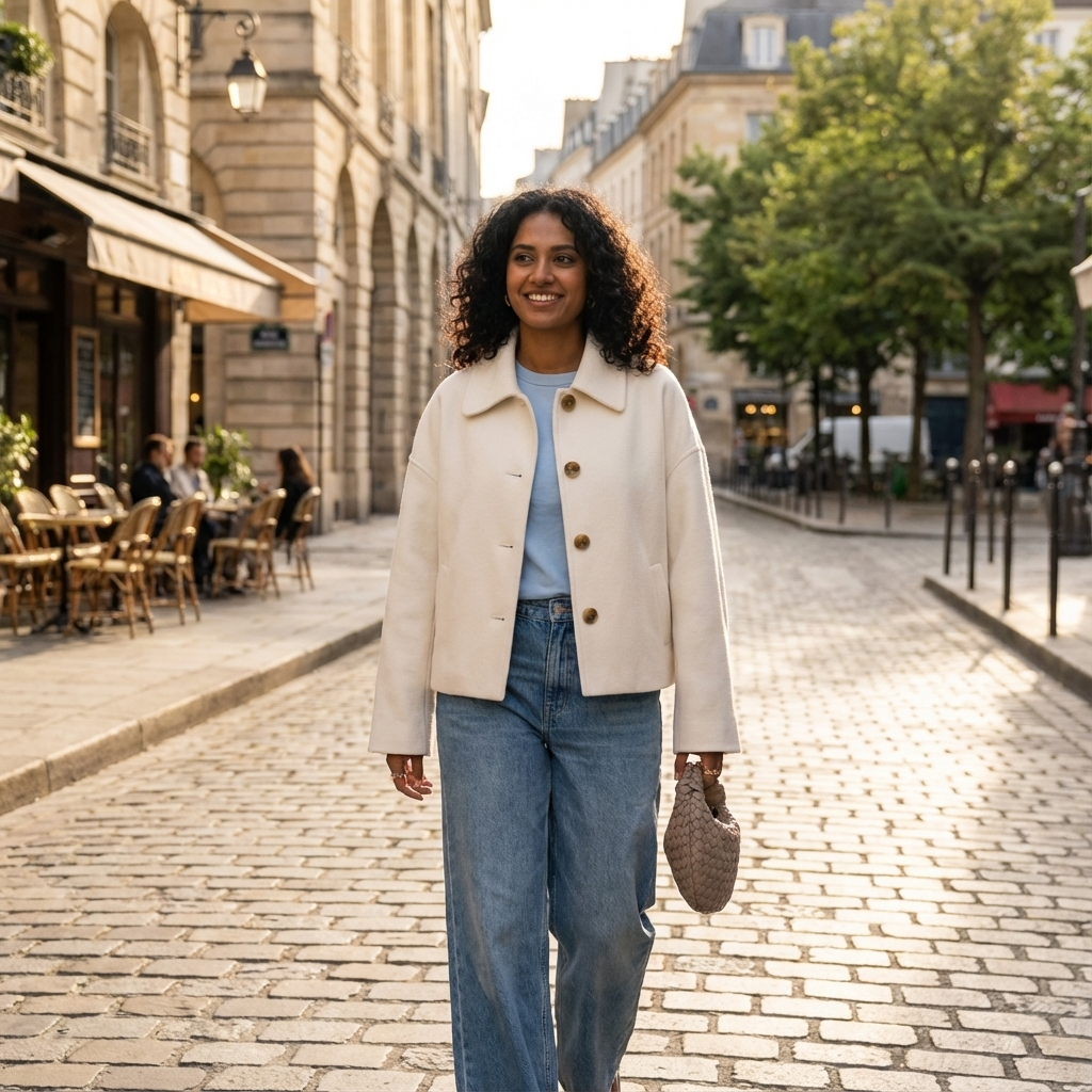Manteau court pour femmes Clara | Boutonné devant, coupe décontractée