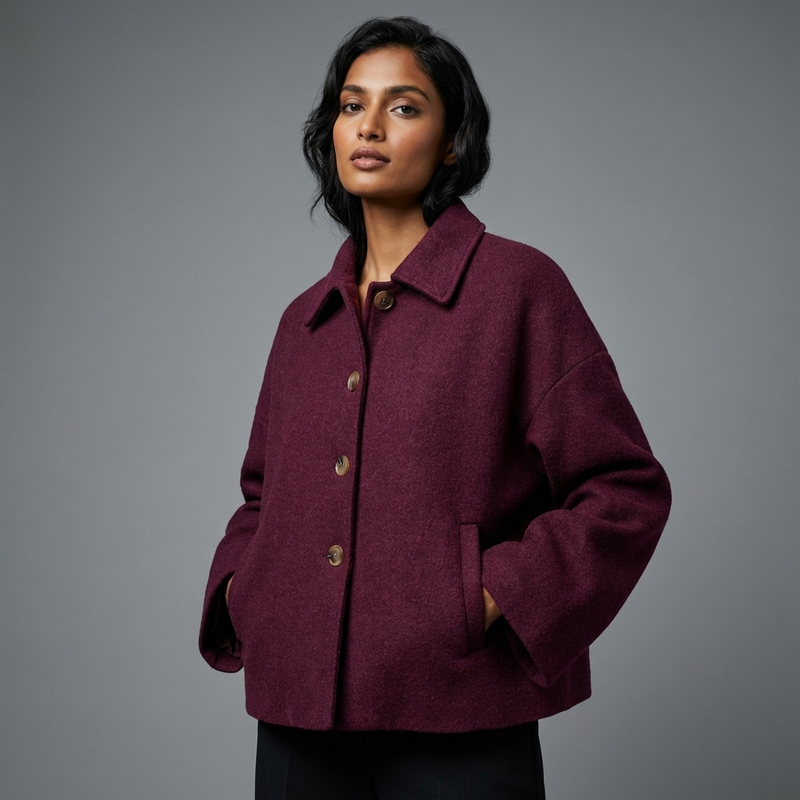 Manteau court pour femmes Clara | Boutonné devant, coupe décontractée