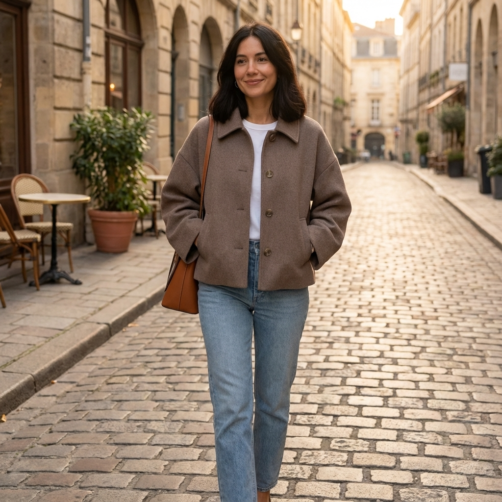 Manteau court pour femmes Clara | Boutonné devant, coupe décontractée