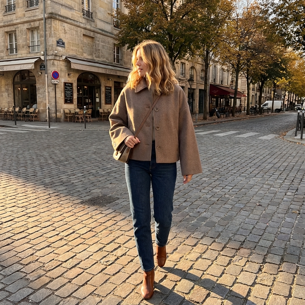 Manteau court pour femmes Clara | Boutonné devant, coupe décontractée