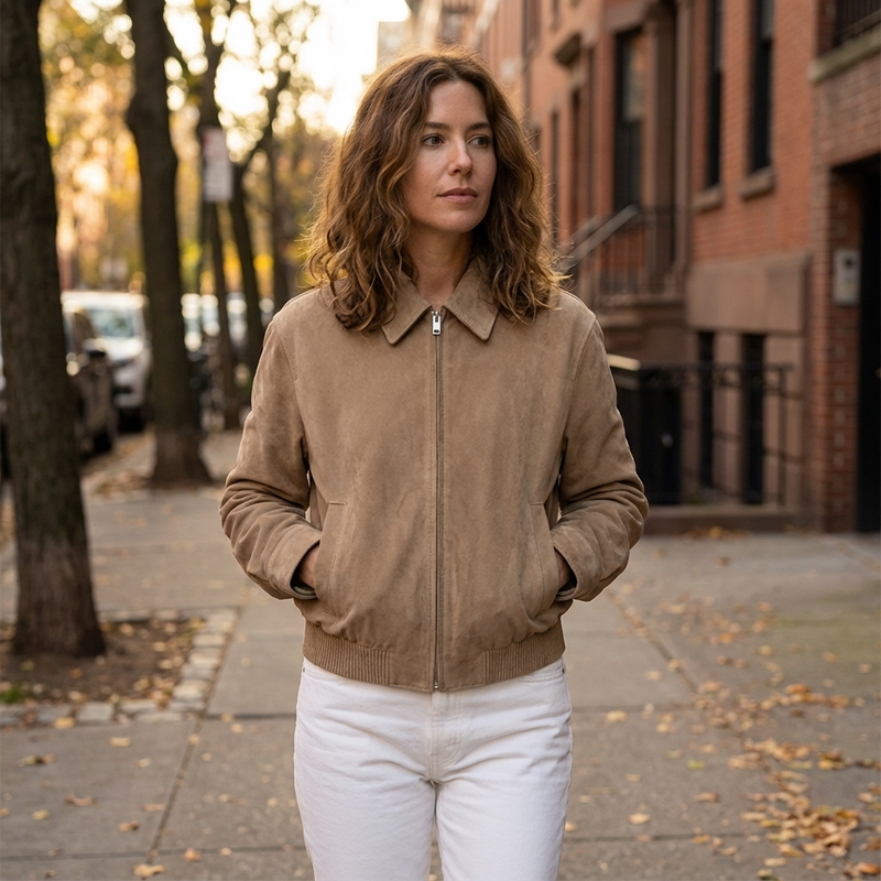 Blouson bomber pour femmes Aurelia | Fermeture éclair sur le devant, longueur courte