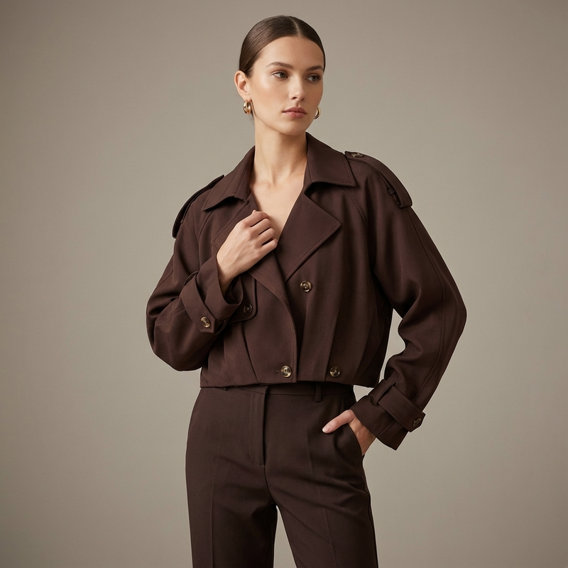 Trench court pour femmes Elodie | Large revers, poignets ceinturés